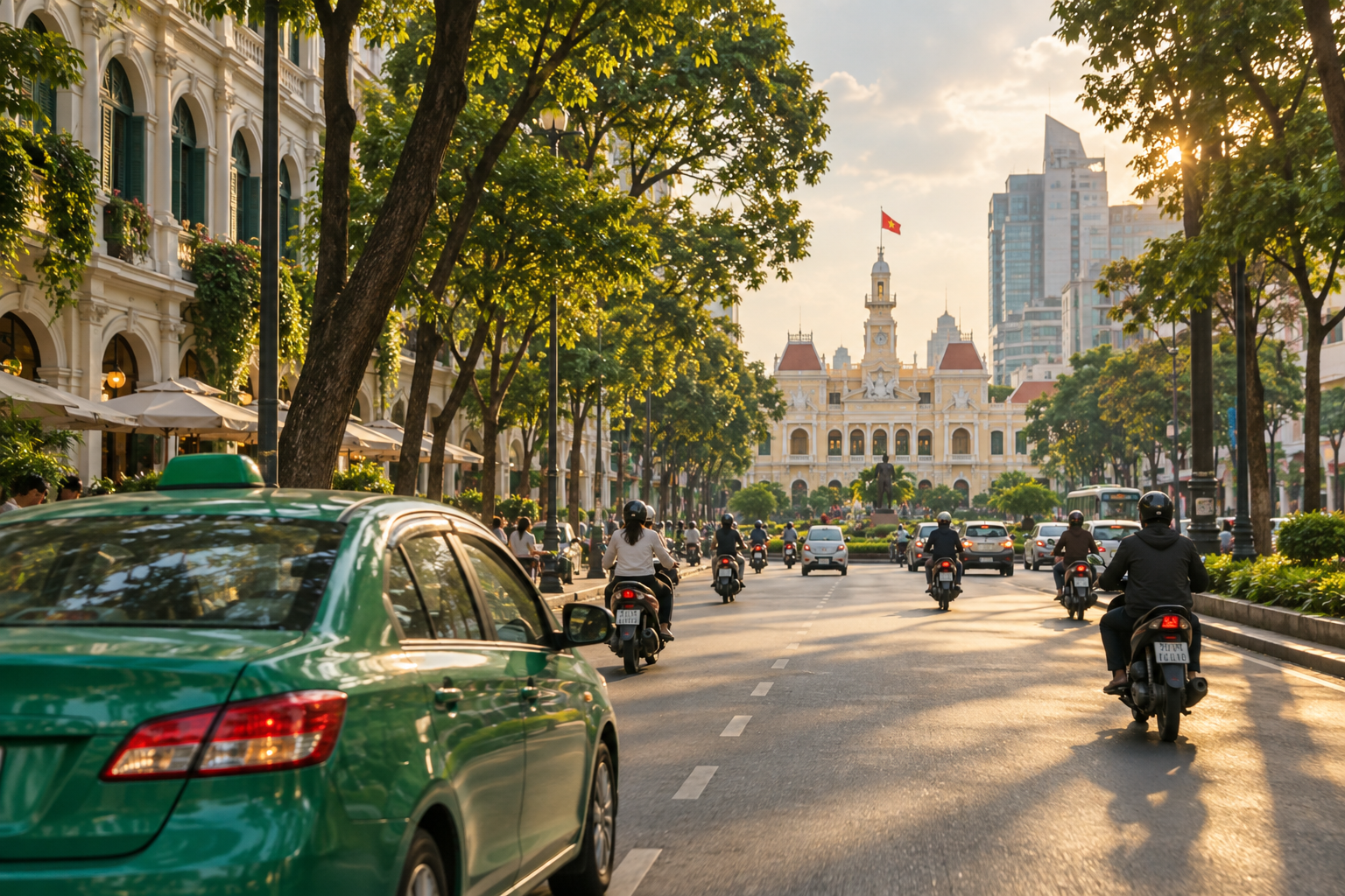 胡志明市树荫街道与城市交通